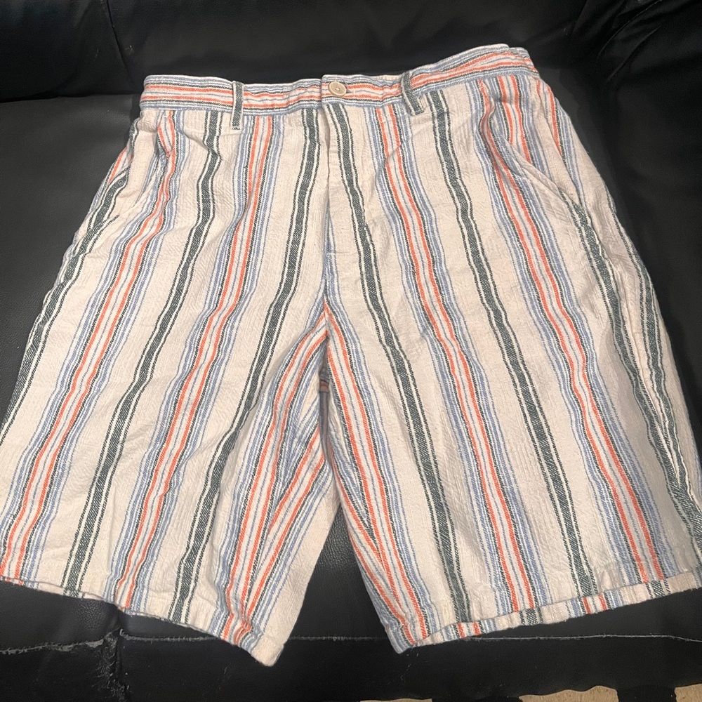 Zara Striped Shorts in White, Blue, and Orange